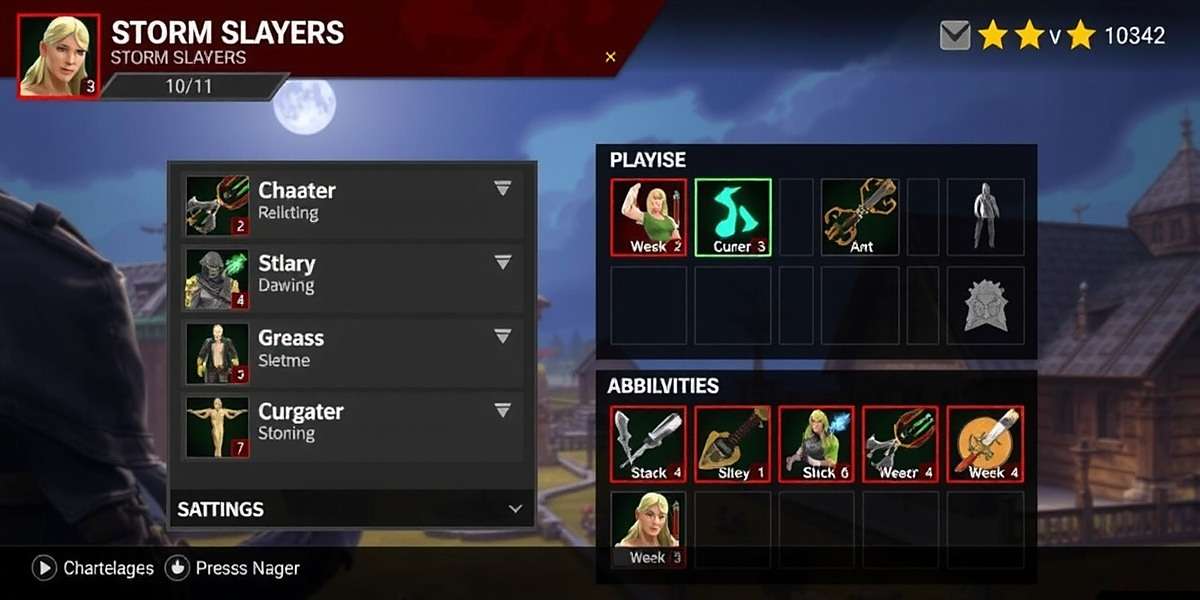 Storm Slayers - Character Customization Storm Slayers customization screen showing character equipment and abilities