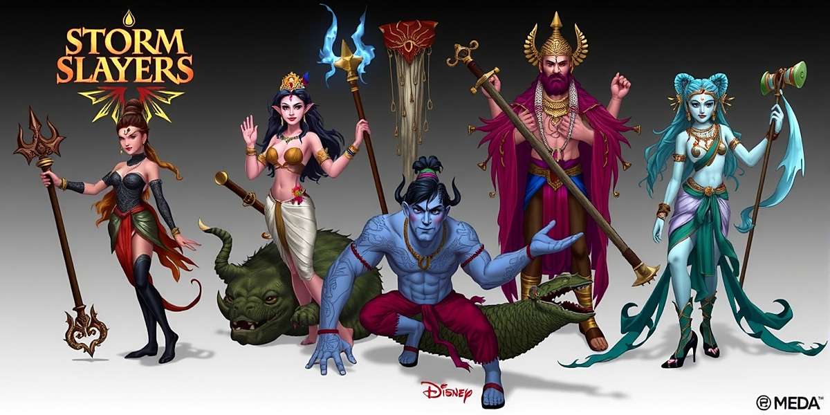 Storm Slayers - Mythological Characters Storm Slayers character art featuring various Hindu gods and goddesses
